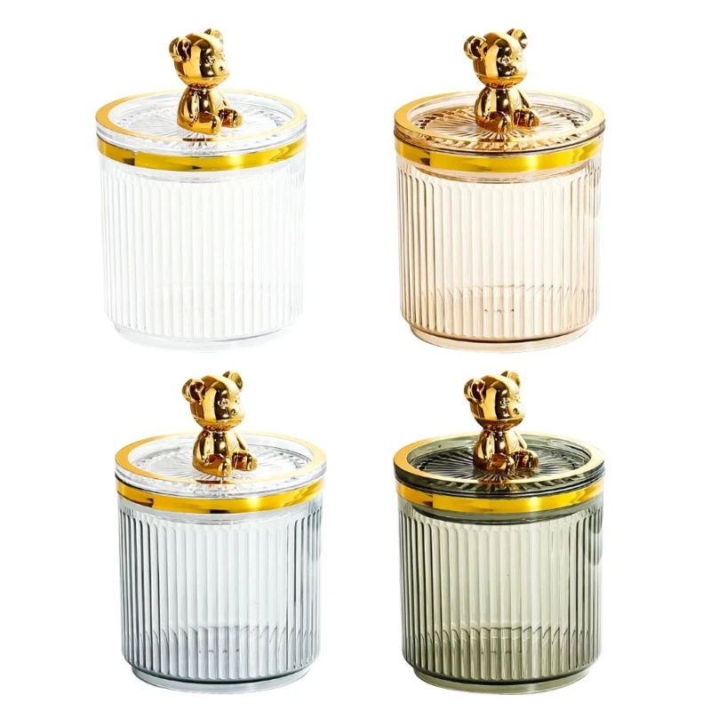 

Cute Bear Storage Box Cotton Swab Cotton Pad Jewelry Container for Home Hotel