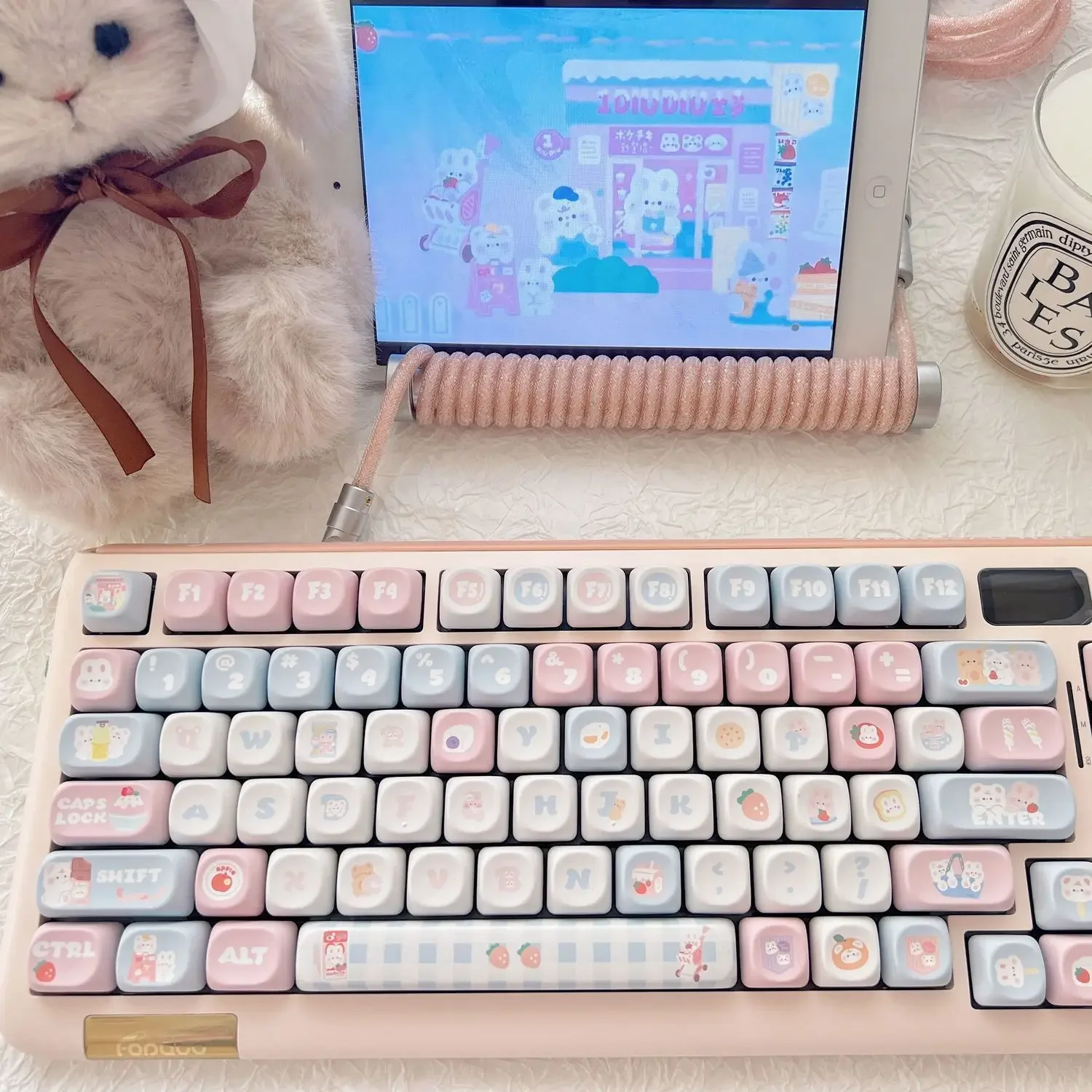 custom-keycaps-142-tasti-moa-keycaps-cute-rabbit-and-bear-key-caps-per-tastiera-meccanica-pink-keycap-for-girls-gift-keycap-set