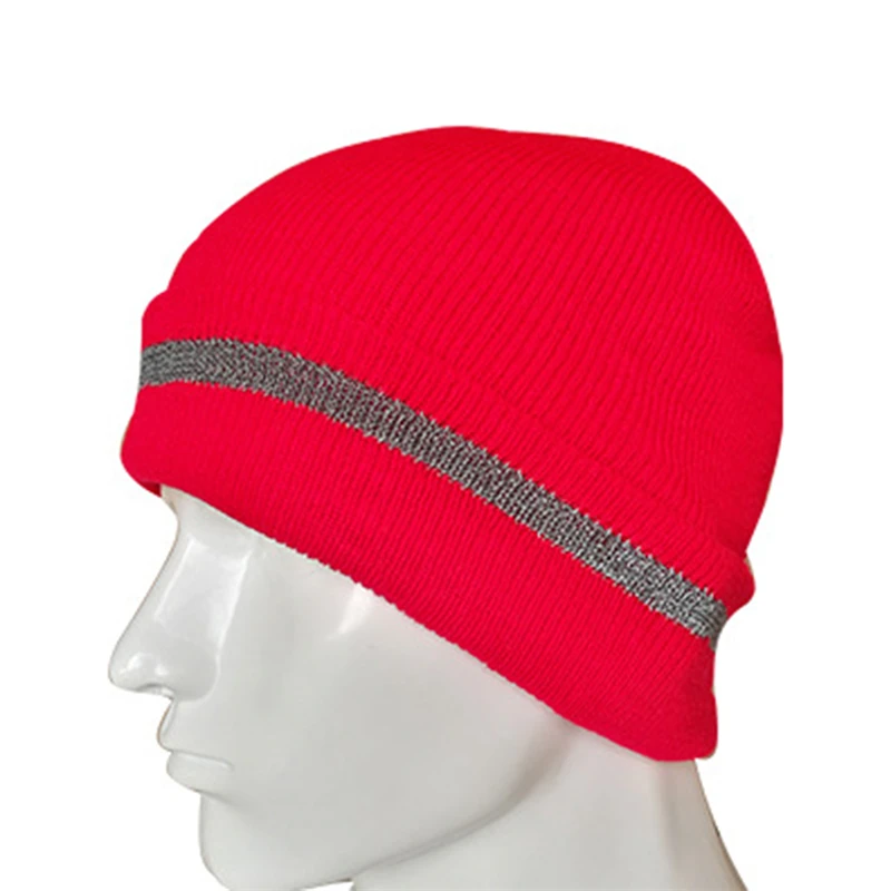 Unisex Reflective Stripe Knitted Hats Beanies Luminous Outdoor Cycling Ski Warm Caps Women Men Autumn Winter Hats Casual Bonnet