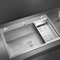 Silver Kitchen Sink 304 Stainless Steel sinks Above Counter or Undermount Installation Single Basin Bar Sink Washing Basin 2
