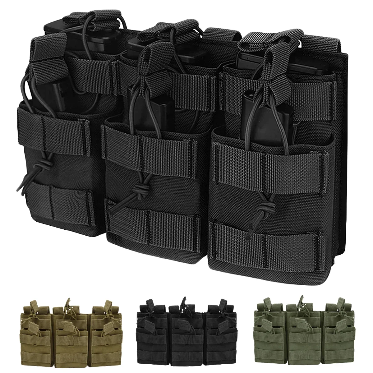 

Tactical Molle Pouch Triple Magazine Pouch Double-Layer Mag Pouches Universal Cartridge Holder for M4 M14 M16 AK AR