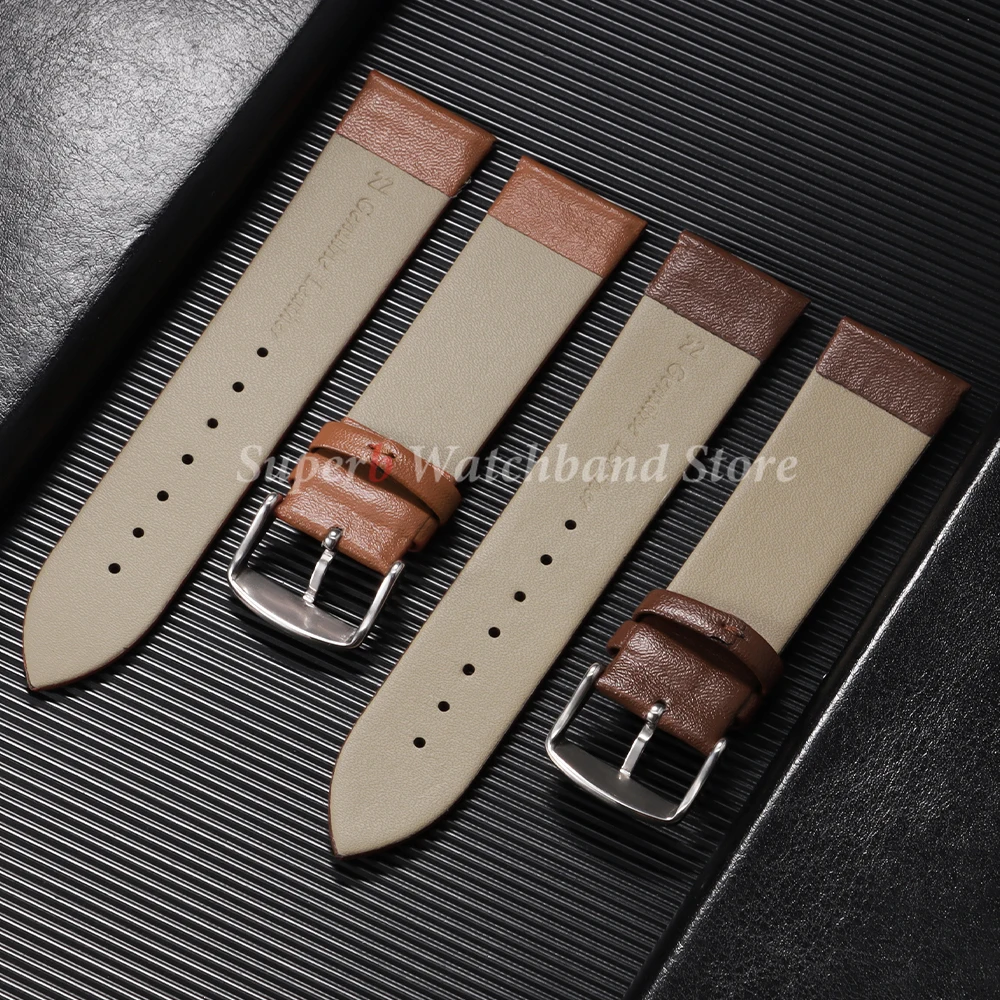 Ultra-Thin Soft Genuine Calf Leather Watch Strap with Pin Buckle