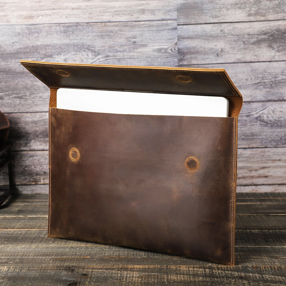 Bolsa de Couro para Laptop de Vaca Estojo para Macbook Air m2 15 Polegada Air 13 m1 Macbook Pro 16 Pro 14 A2442 A2779 A2941a2337 A2338 A2289 - Imagem 6