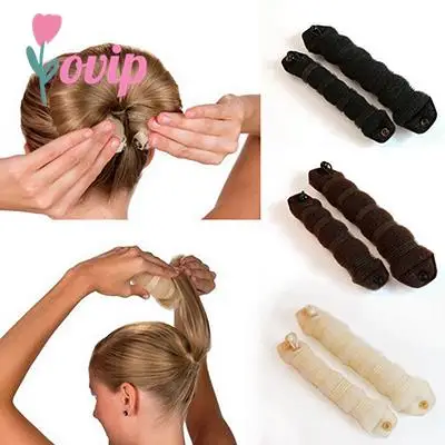 2 Pz/Set Donne Spugna Per Lo Styling Dei Capelli Ciambella Bun Maker Rollers Magic Easy Using Ex Ring Shaper Styler Tool 3 Colori