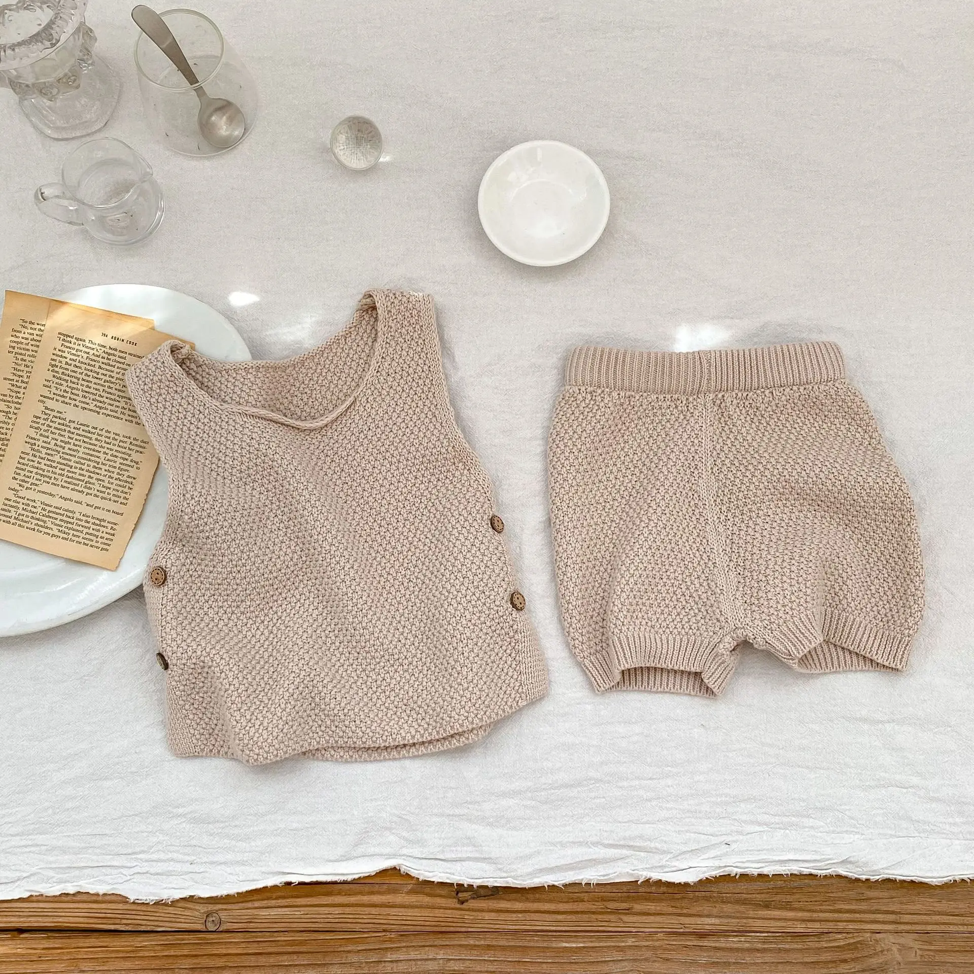 

Spring Autumn Baby Boy Girl Vest Set Baby Girl Sleeveless Cute knitted Set Infant Girl Boy Outfits Set 2PCS/SET