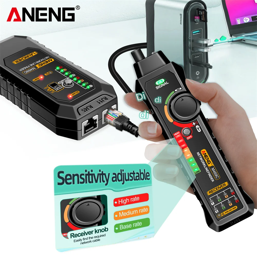 ANENG M469C Multifunction Network Cable Finder RJ45 RJ11 LAN Cable Tester Networking Tool Trace Measure Network Repair Analyzers 4