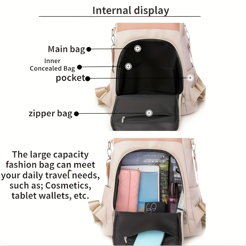 New Flower Embroidery Women's Fashion Backpacks Nylon Multiple Pockets Travel Backpack For Women Daily Travel