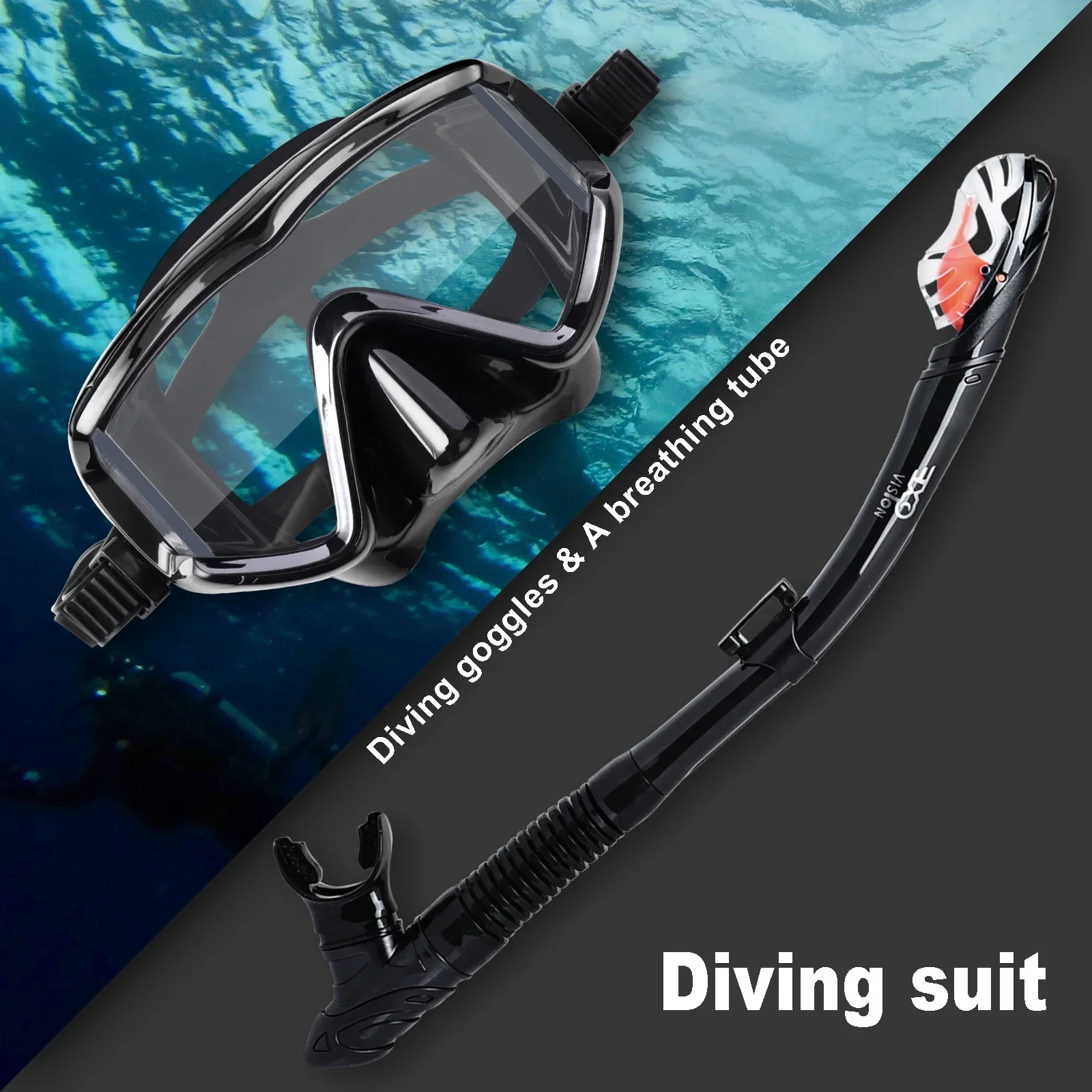 Snorkel Set Snorkeling Diving Mask Adult Professional Snorkeling Goggles Anti-Fog Diving Mask with Dry Top Snorkel Pano 3 Windows