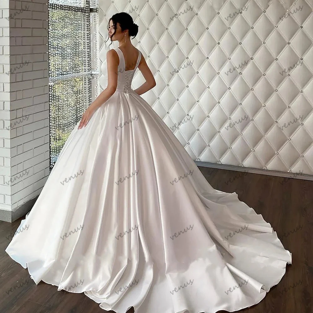 Simple Wedding Dresses Newest Bridal Gowns Square Collar Princess Robes For Formal Party Elegant Vestidos De Novia Customized 2