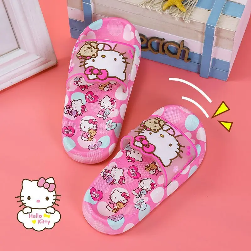 

TAKARA TOMY Summer Girls' Home Soft Sole Indoor Bathing Anti Slip HelloKitty Cute Girls' Sandals and Slippers