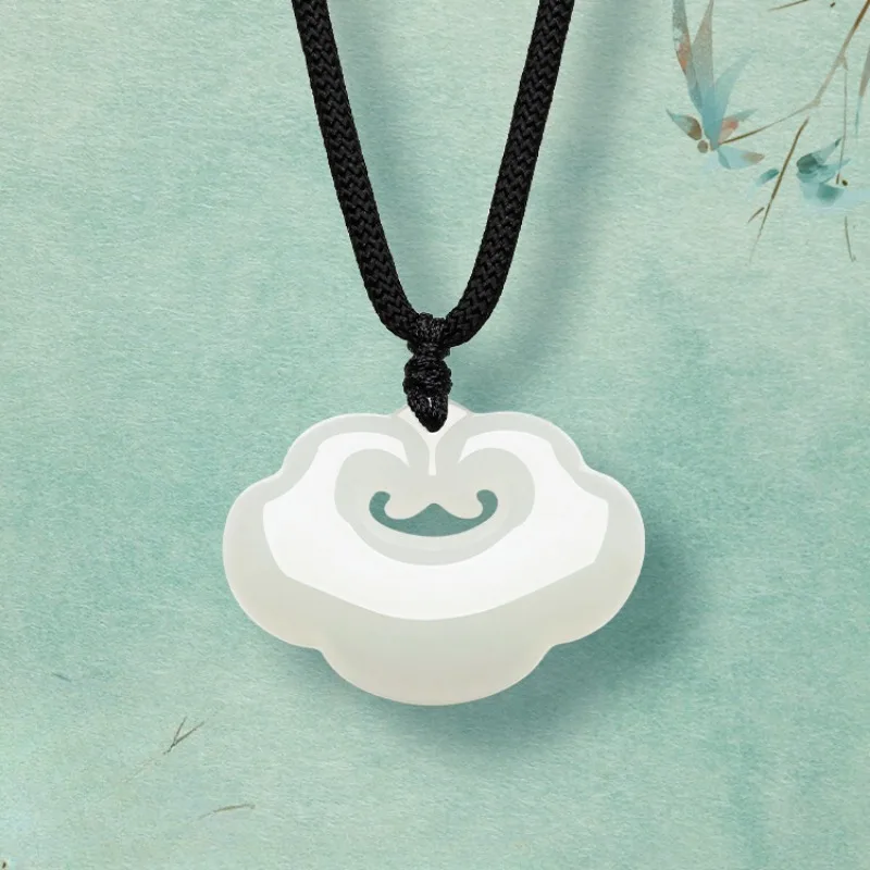 

Hotan Jade Pendant for Men and Women Ruyi Jade Pendant White Jade Pendant Official Genuine Holiday Gift for Girlfriend