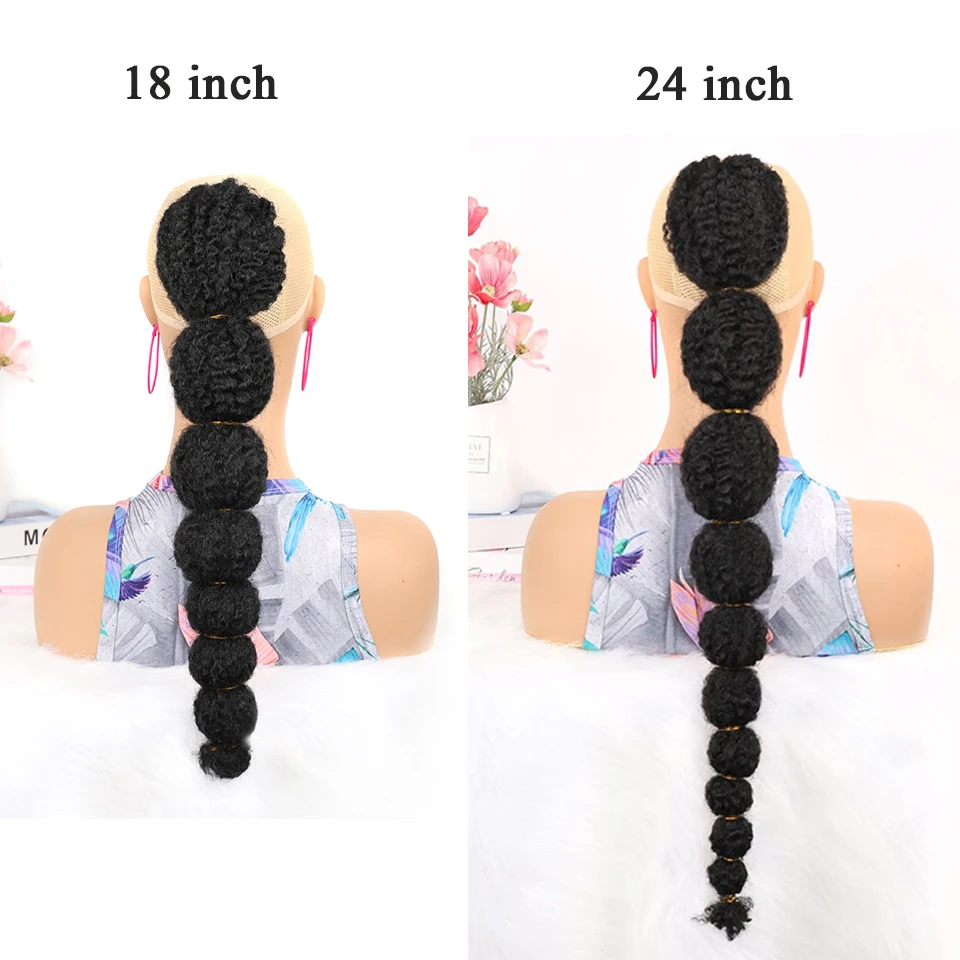 Synthetic Ponytail Hair Extension Black Women Lantern Bubble Drawstring False Pigtail Afro Puff Kinky Horse Tail Hairpiece