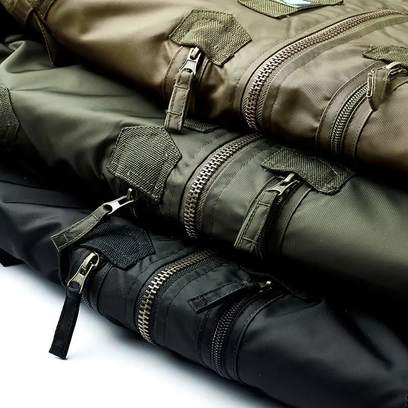 Ma-1 Bomber Jacket Men's Tactical Work Big Pocket Baseball Suit Coat Autumn Vintage Vertical Collar Windproof Motorcycle Jacket
