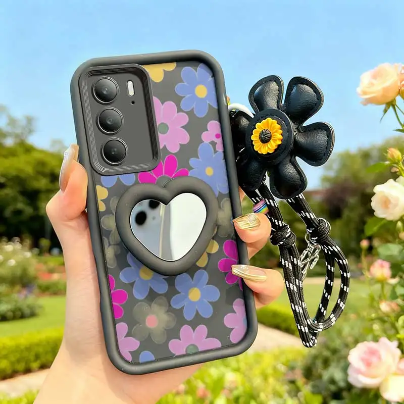 Cartoon Flower Phone Case Set with Lanyard and Craft Embellishments – 3 Piece Set