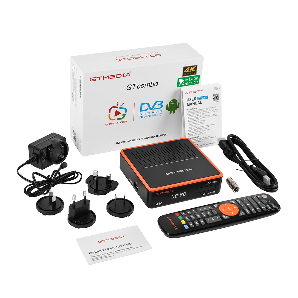 GTMEDIA GT COMBO Android 9.0 TV BOX+DVB-S/S2/S2X,DVB+T/T2/Cable/ATSC-C(J.83B)/ISDBT 4K Android BOX 4:2:2 2+16GB System is GT UI