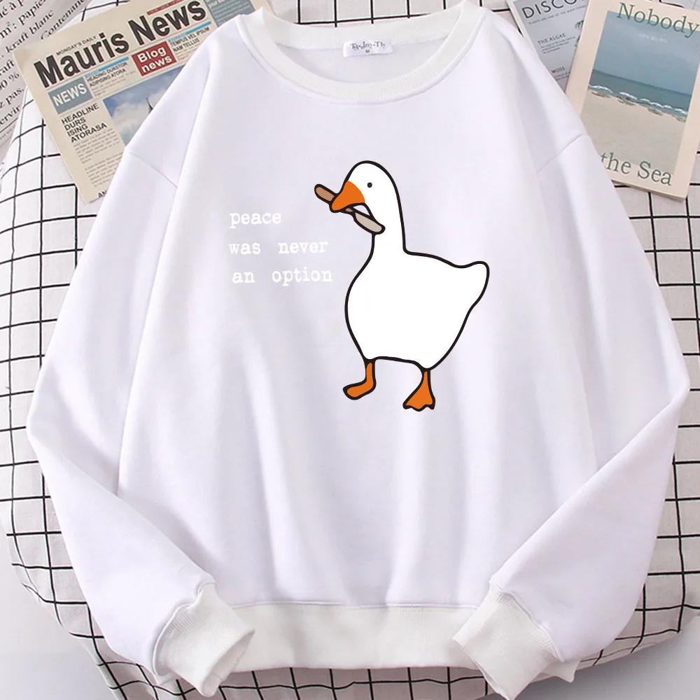 Autumn Goose Print Loose Pullover Lazy Style Long Sleeve Sweatshirt Hooded Top Casual Round Neck Woman Pullovers Clothing