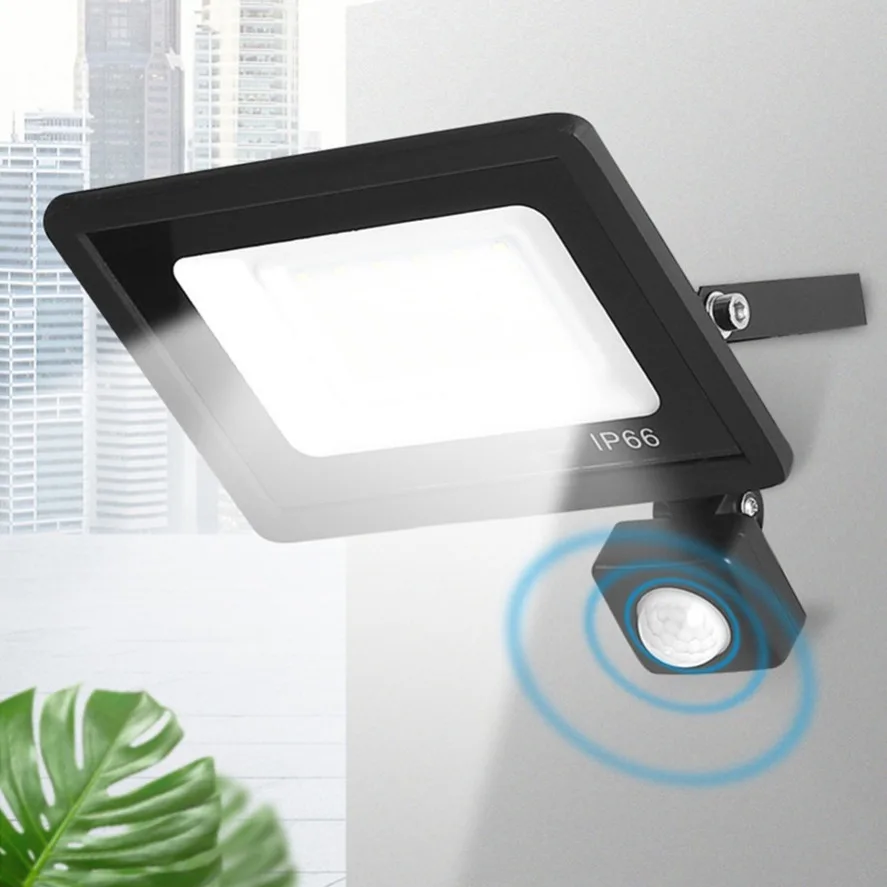 PIR Motion Sensor Floodlights 200W 150W 100W 50W 30W 20W 10W IP66 Waterproof AC175V-265V LED Hanging Exterior Outdoor Wall Lamp