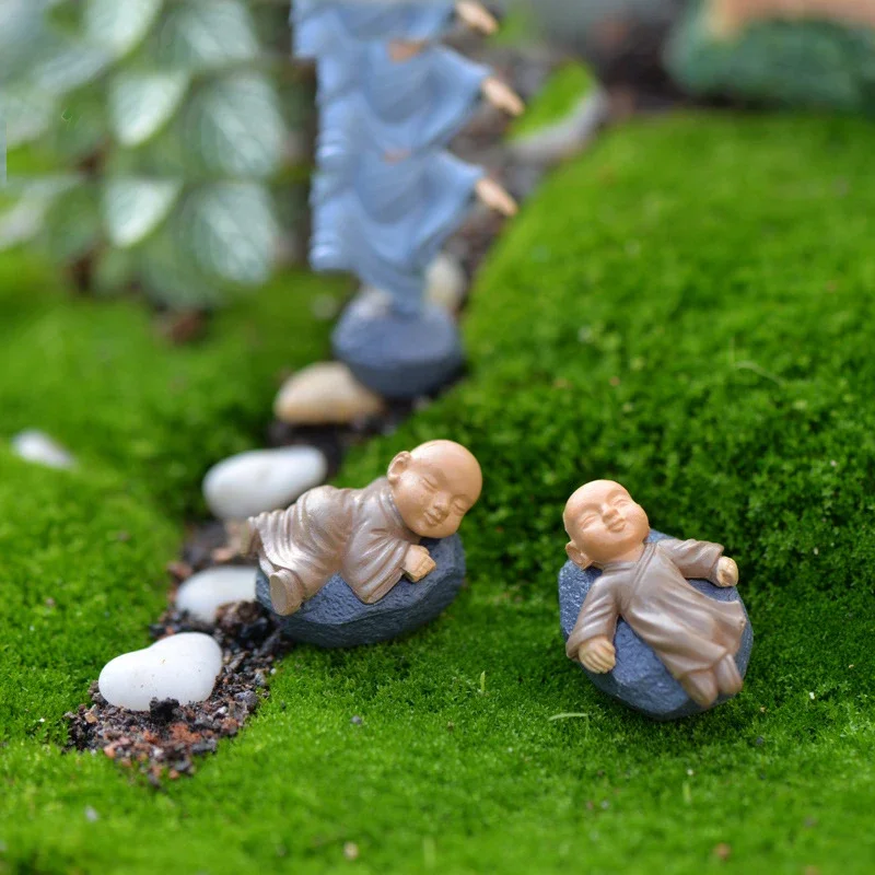 4pcs Figurine Fairy Home Decoration Accessories Kawaii Chinese Buddhist Monks Miniature Bonsai Garden Furniture Resin Craft miniature ornament,ornament crafts,miniature figurines,resin crafts accessories,resin ornaments,resin crafts