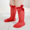 Summer Mesh Baby Girls Socks Cute Big Bows Soft Cotton Elastic White Red Newborn Stockings Knee High Long for Toddler Socks 2