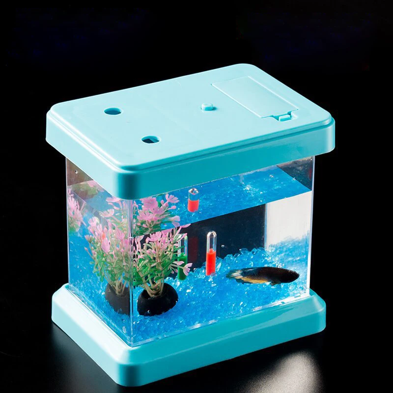 Creative Colorful Color Changing Light Bucket Plastic Fish Tank Removable Desktop Viewing Landscaping Box Mini DIY Aquarium