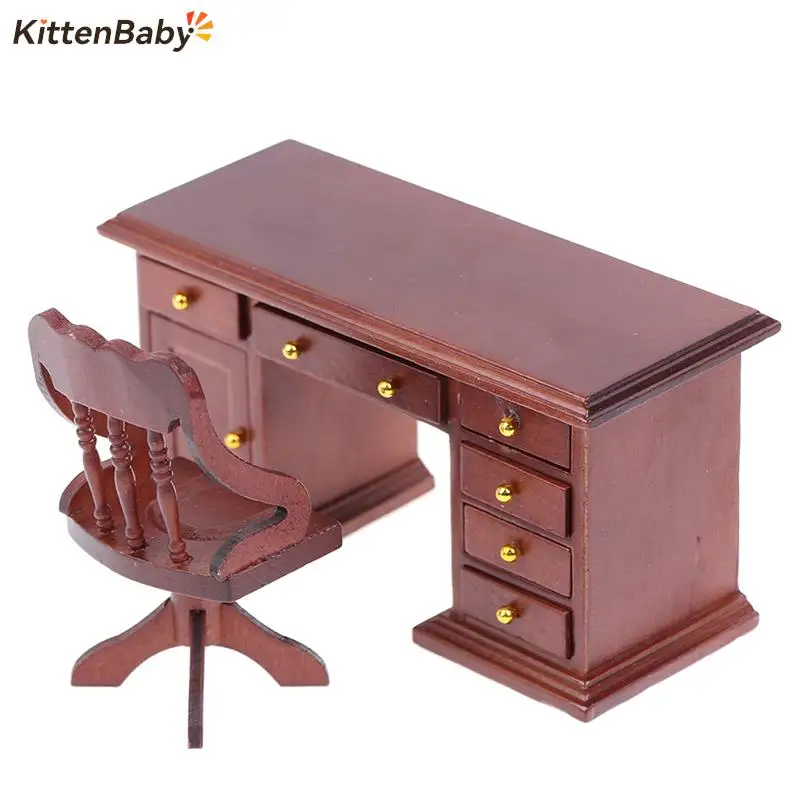 ミニチュア家具セット（デスク、キャビネット、チェア）ランドセル×2付き