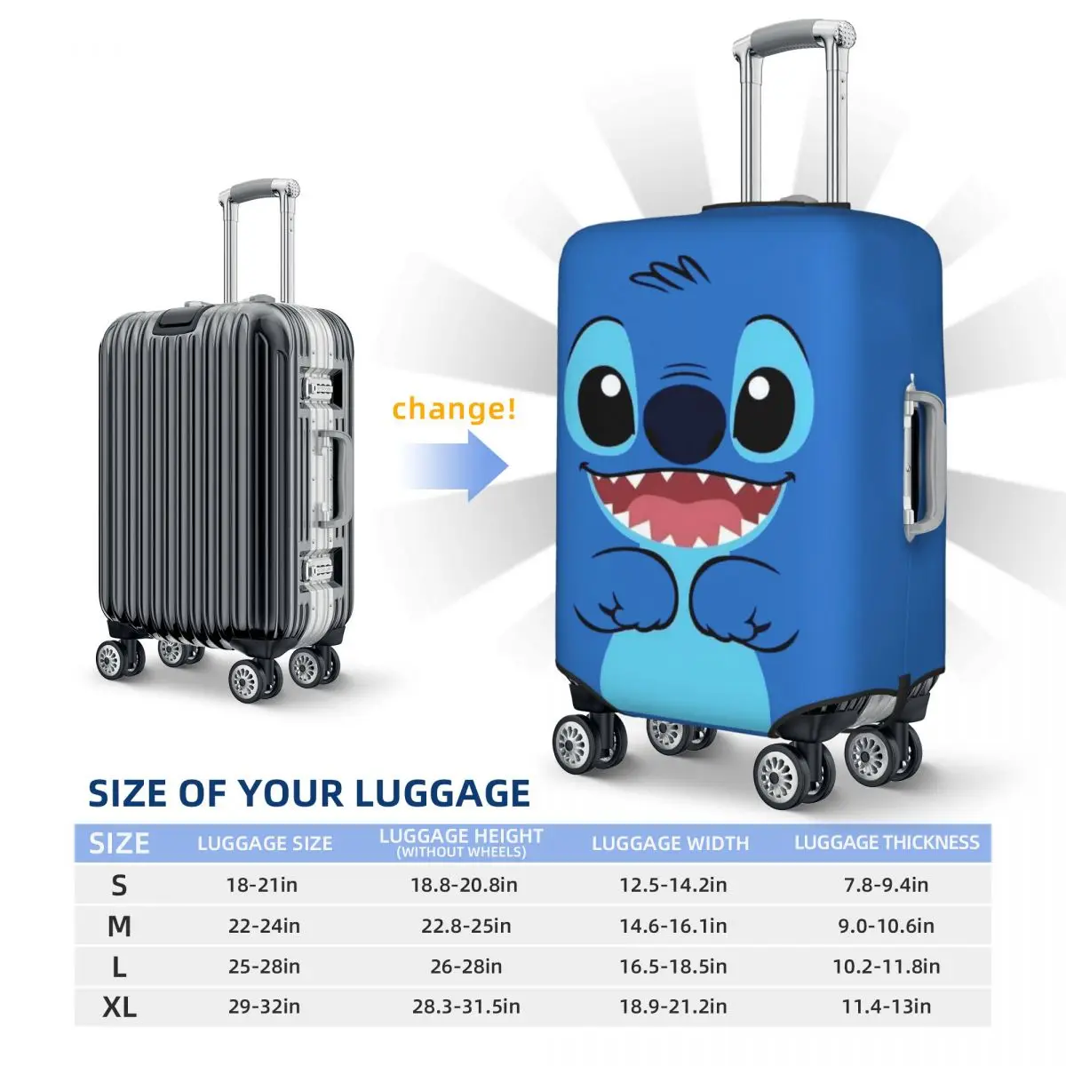 Stitch Suitcase Cover Washable Luggage Covers Protector for 18-32 inch