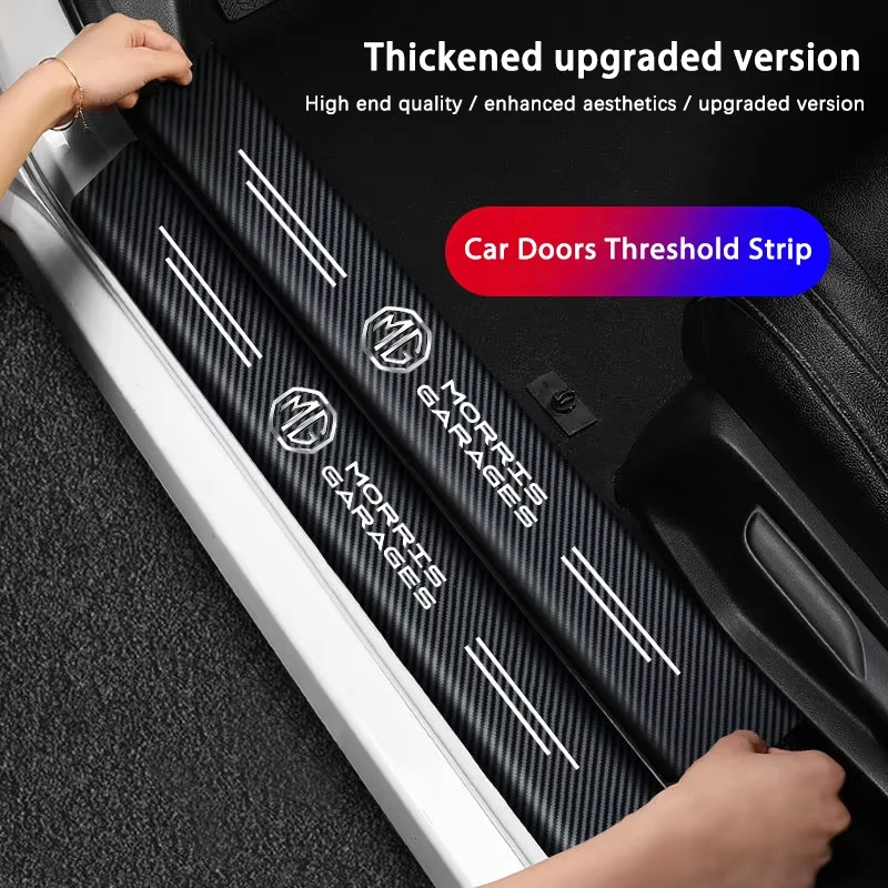 Carbon Fiber Leather Car Door Sill Protector Stickers - Anti-Scratch & Anti-Stepping