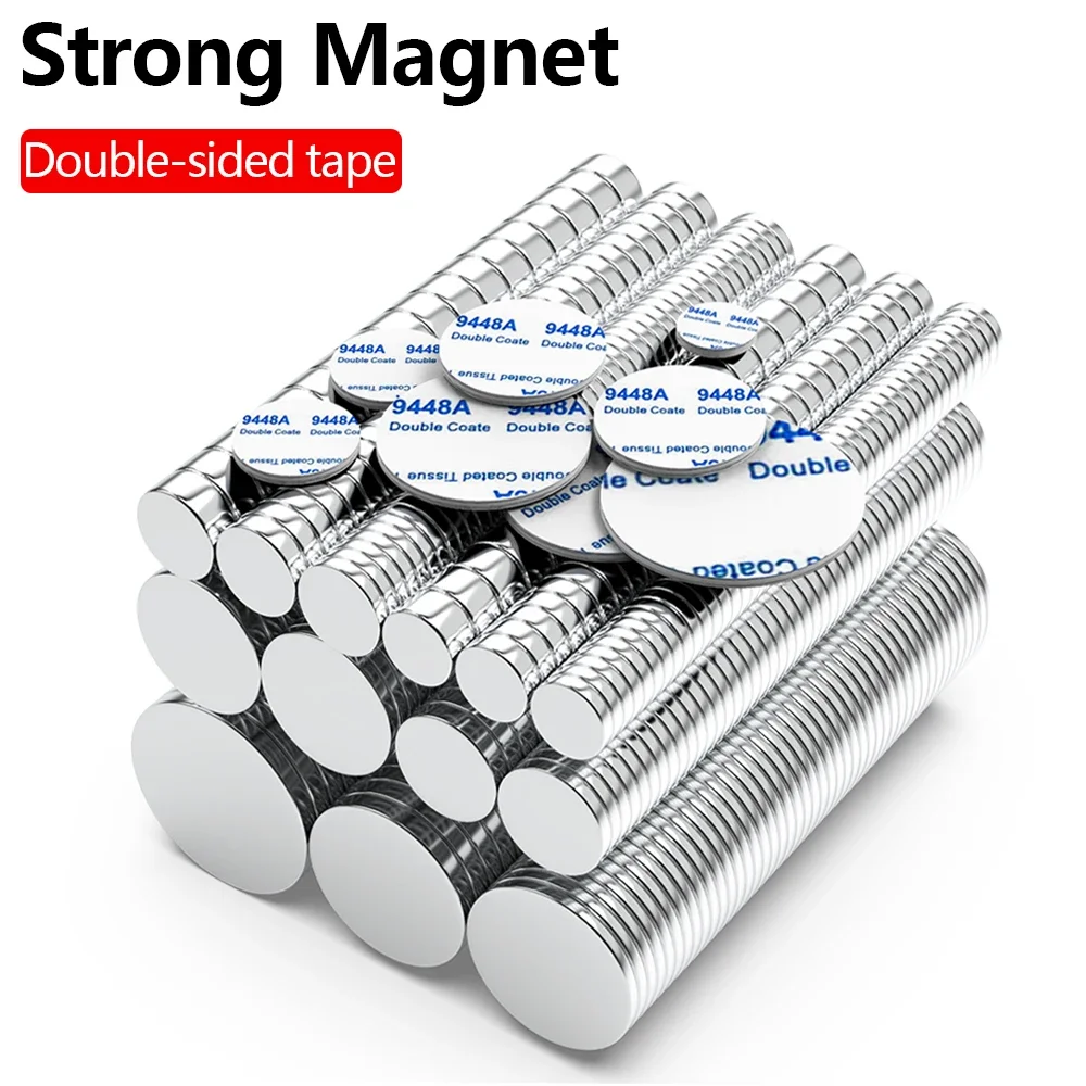 แม่เหล็กแรงสูงพิเศษ พร้อมกาว N35 แม่เหล็กกลม NdFeB แม่เหล็กนีโอไดเมียมทรงกลมทรงพลัง แม่เหล็กติดตู้เย็น ﻿ 1