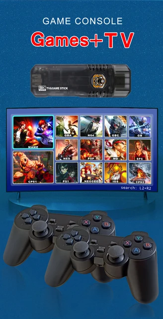 VILCORN-TG8 TV Game Stick, 4K HDR, Wi-Fi, fogo, Console de jogos retro para  PS1, PSP, N64, GBA, Android TV Box, Netflix,  - AliExpress