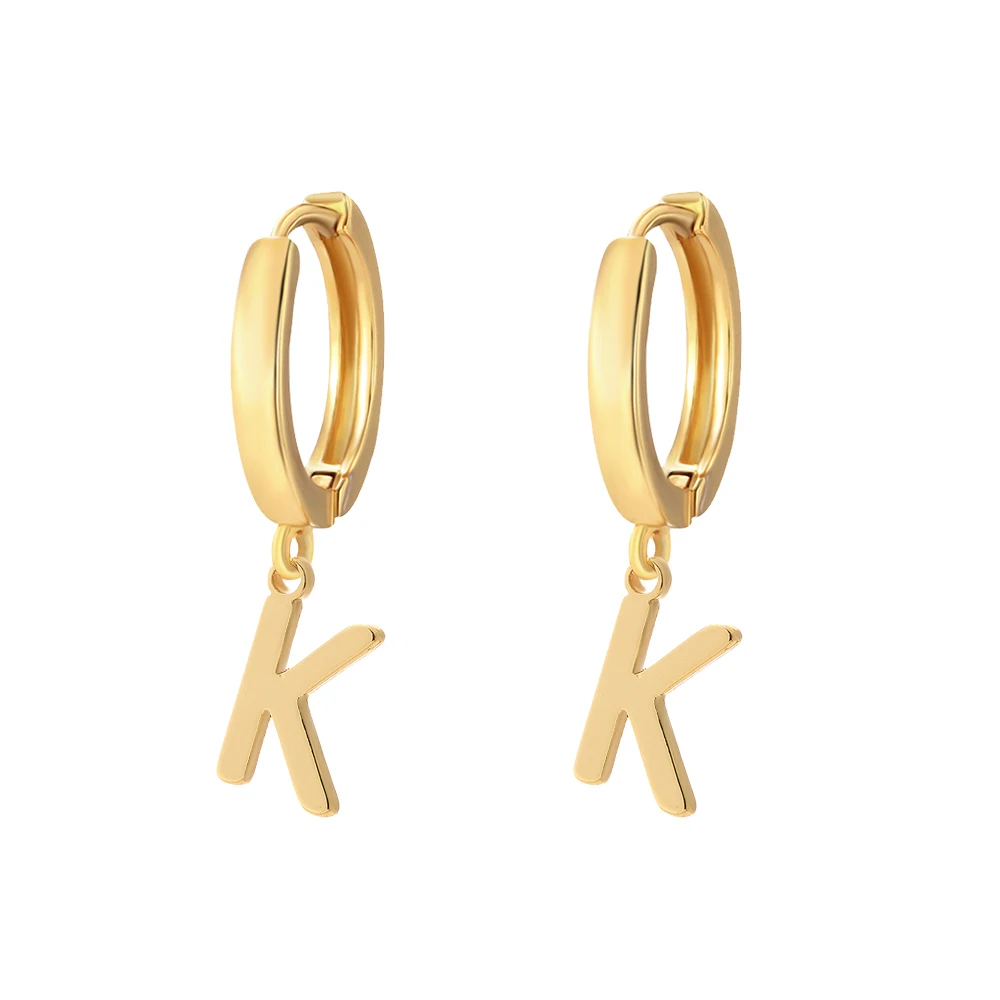 Initial earrings women Golden Color Letter Drop Hoop Earrings for Women French Glossy Initial Hoop Earrings Jewelry wholesale 5