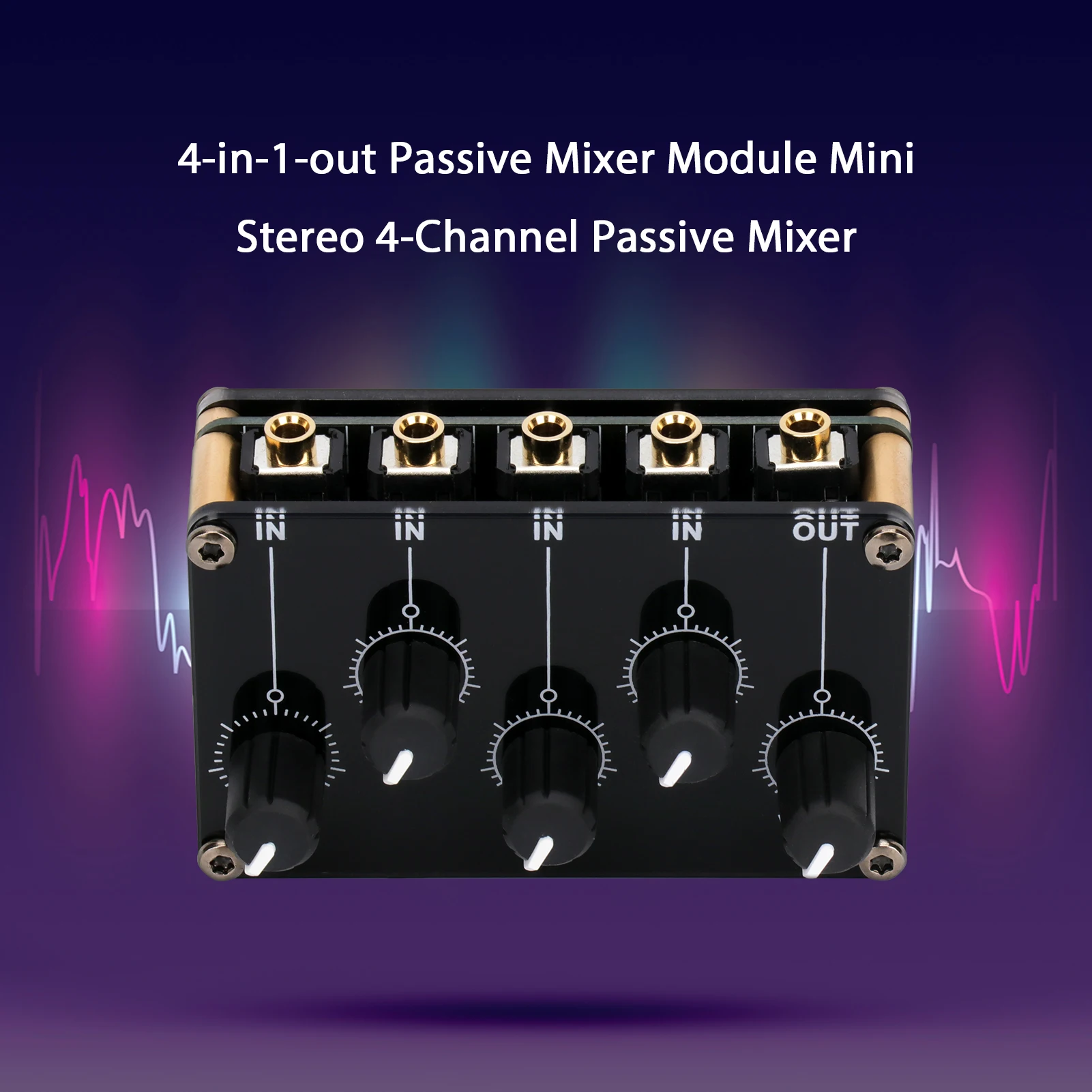 4-in-1-out Passive Mixer Module Mini Stereo 4-Channel Passive Mixer Audio 4 Audio Input to 1 Output Ultra Compact