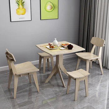 합판 식탁 사각 주방 책상, 모던 테이블 의자, 쉬운 조립, 자연스러운 창의적인 DIY 디자인, 가구 계획 팔레트 상품 이미지