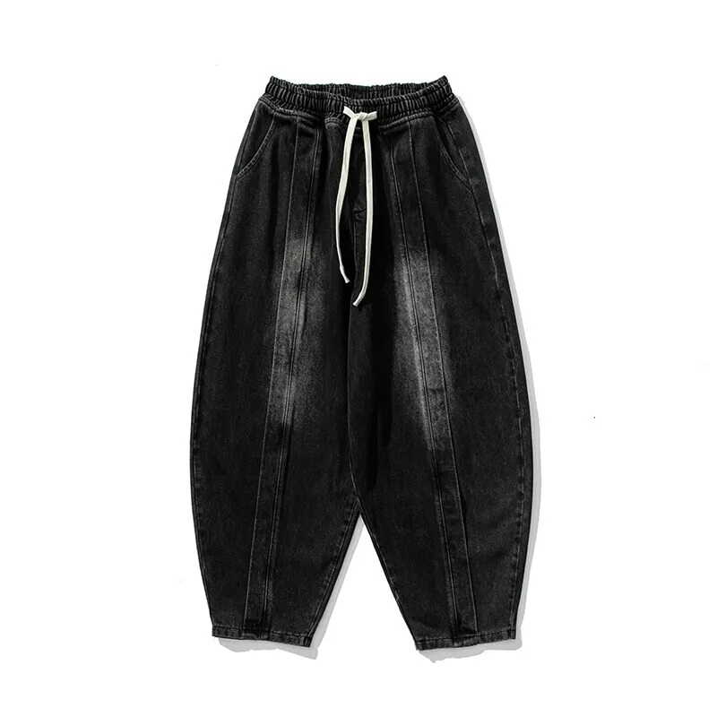 Spring Autumn Men's Vintage Jeans Loose Harem Wide Leg Pants Hip Hop Straight Denim Pants Men Casual Streetwear Denim Trouser 5