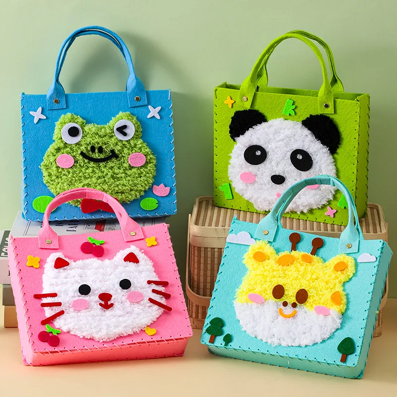 DIY Felt Animal Bag Craft Set Beginners Handmade Craft Art Toys Kids Girl Sewing Kit