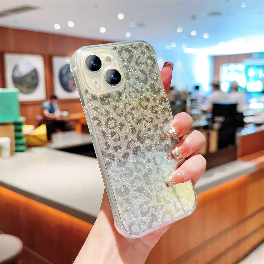 „Lase Leopad“ apsauginis telefono dėklas, skirtas „iPhone 15“, 14, 13, 12, 11, „Po Max Mini XR XS X 7 8 Plus“ ir atsparus smūgiams, minkštas TPU dėklas._voghion.com