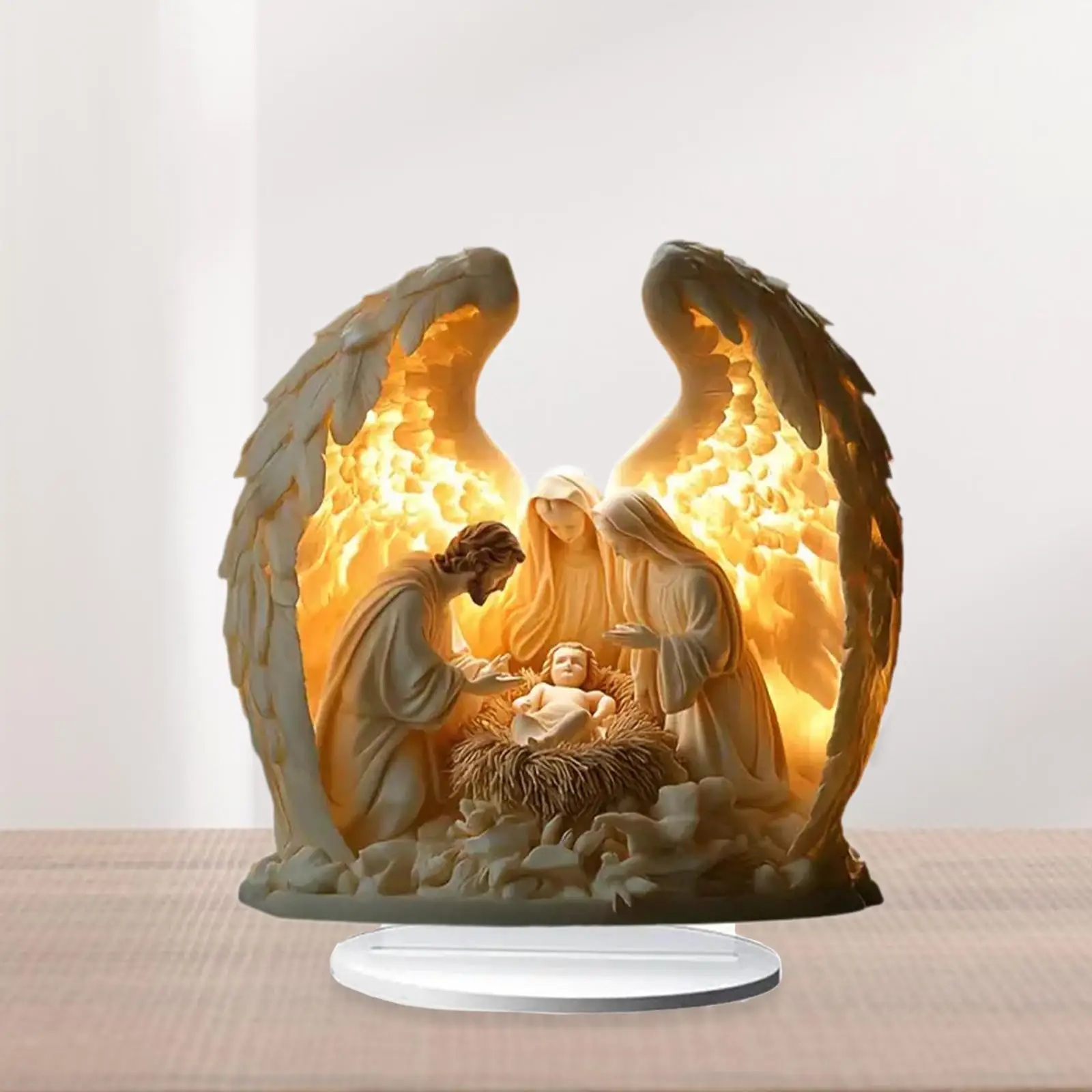 Christmas Nativity Scene Figurine Holiday Statue Desk Acrylic Table Ornament nativity scenes for christmas table Centerpiece christian statue home decor items