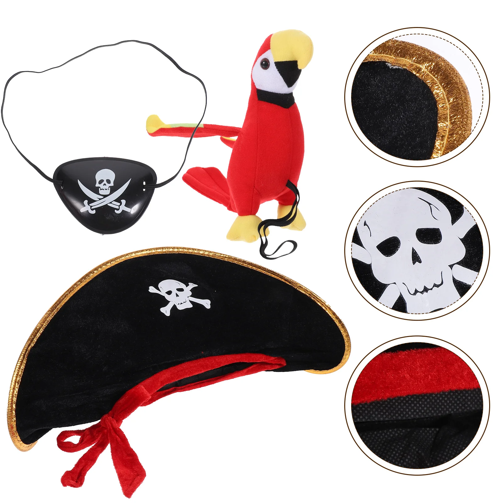 

Stuffed Parrot Realistic Adornment Toy Pirate Costume Supply Ornaments Plush Bird Blindfolds for Kids Shoulder