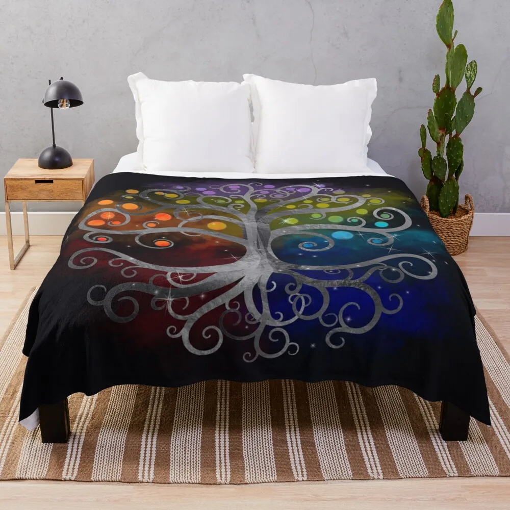 

Tree of life Silver Swirl Throw Blanket anime Multi-Purpose Sofa Blankets