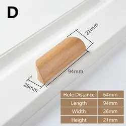 Eco - Friendly Solid Wood Drawer and Cabinet Pulls with Mounting Screws (D)