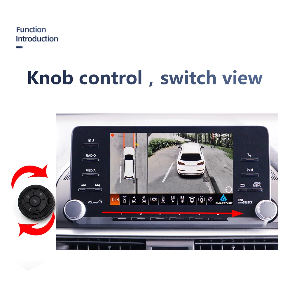 HD 1080P 3D 360 Degree Camera Bird View System Surround View 4 Ch DVR Monitoring Knob Remote Control Car Driving Recorder