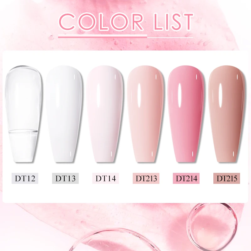 MEET ACROSS 2Pcs/Set 7ml Quick Extension Gel Nail Polish Clear White Nude Semi Permanent Finger Extension Nail Art Varinish 6