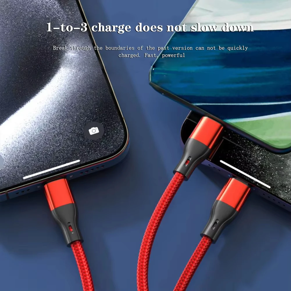NNBILI 1.2m/2m 3 in 1 USB 고속 충전 케이블 타입 C 마이크로 IOS, 아이폰 화웨이 삼성용 멀티 충전 케이블 나일론 편조 케이블