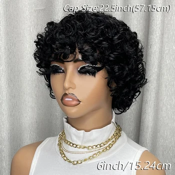 Parrucche per capelli umani ricci Parrucche corte per capelli ricci senza colla Parrucca per capelli umani Parrucche per taglio pixie senza colla al 100% Capelli umani pronti da indossare