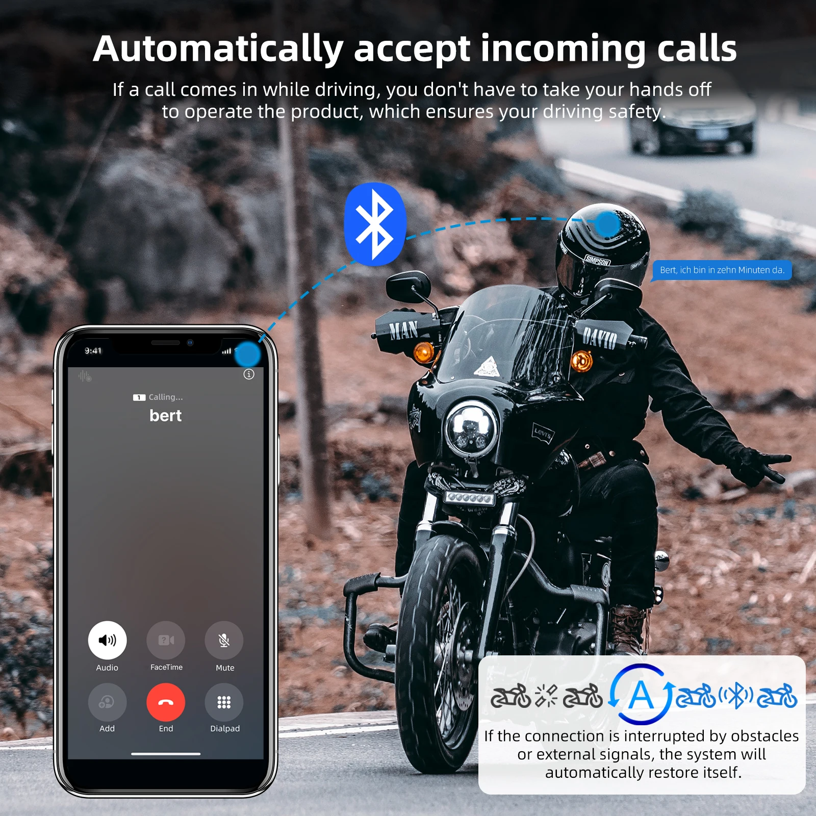 Wayxin T2 Motorcycle Helmet Bluetooth Headset Intercom 4 Riders_voghion.com