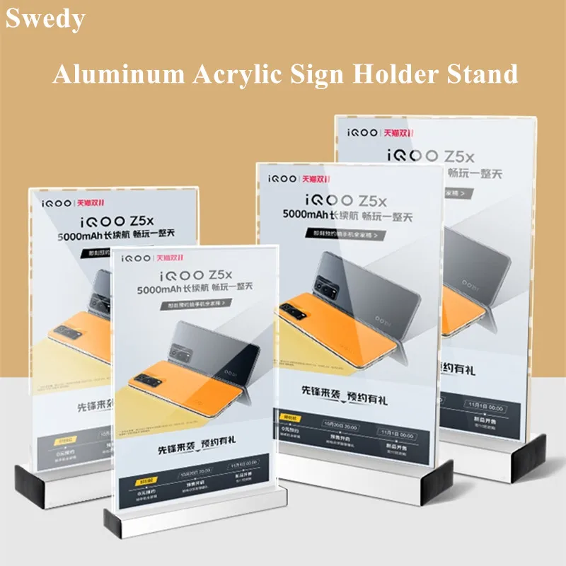 A4 210x297mm Aluminum Poster Paper Photo Frame Table Menu Cardboard Acrylic Sign Holder Display Stand 3 pieces a4 210x297mm acrylic menu holders table sign holder message holders flexible pvc display holders photo holders