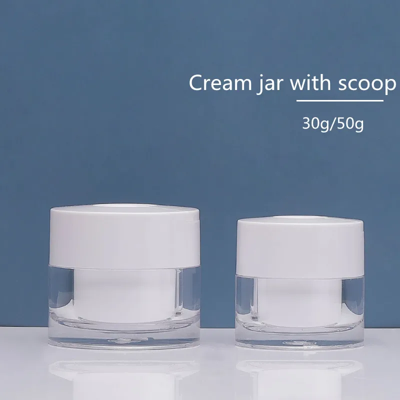 

5pcs/10pcs/20pcs 30g/50g Plastic Cream jar Empty Cosmetic Container With Spoon Make-up Container Refillable Bottle