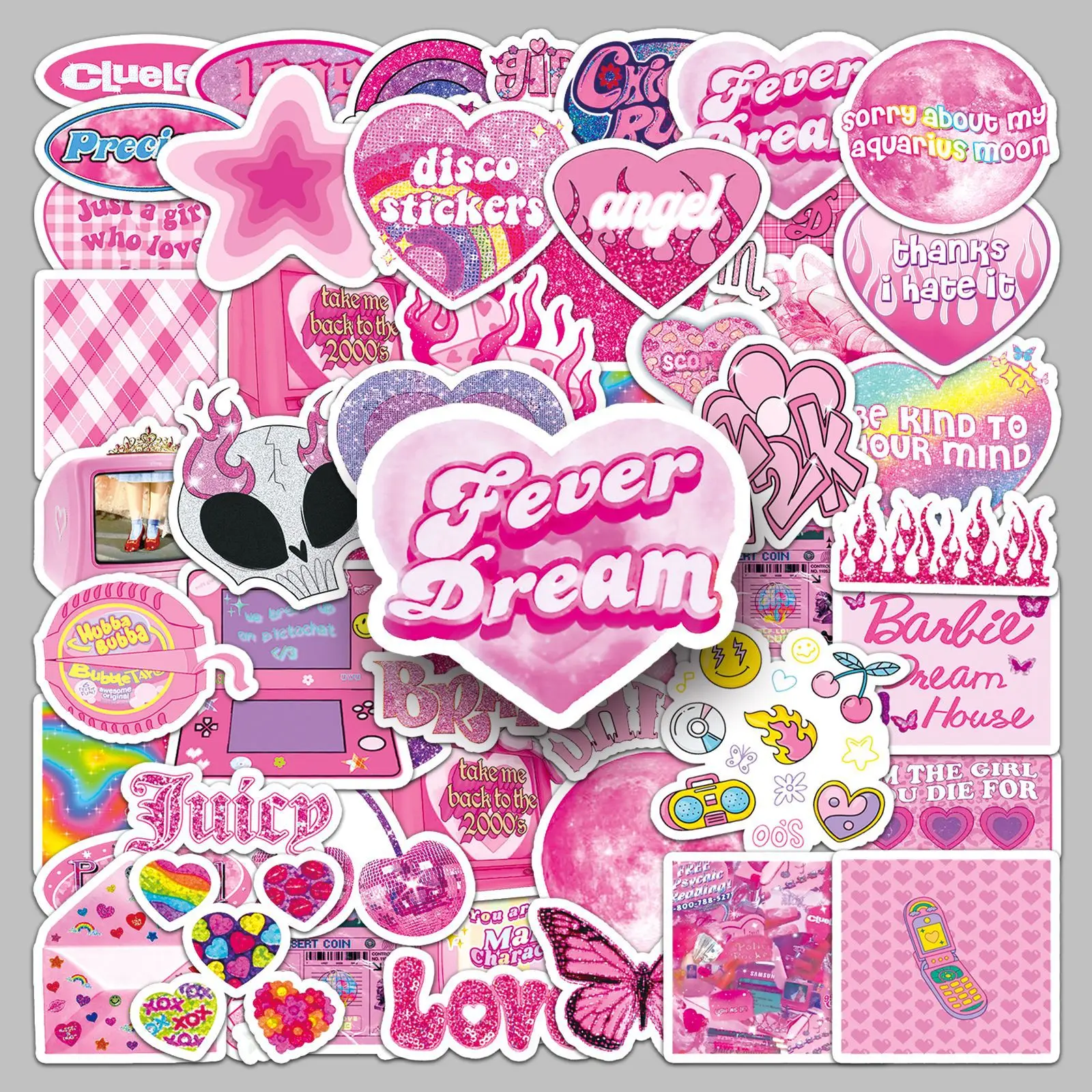 10/30/50pcs Cute Pink Y2K Egirl Charm Stickers Girl Decals for Scrapbooking Diary Phone Luggage Car Bike Waterproof Sticker Gift walk in swiss sonia decorative washi stickers scrapbooking stick label diary stationery album stickers