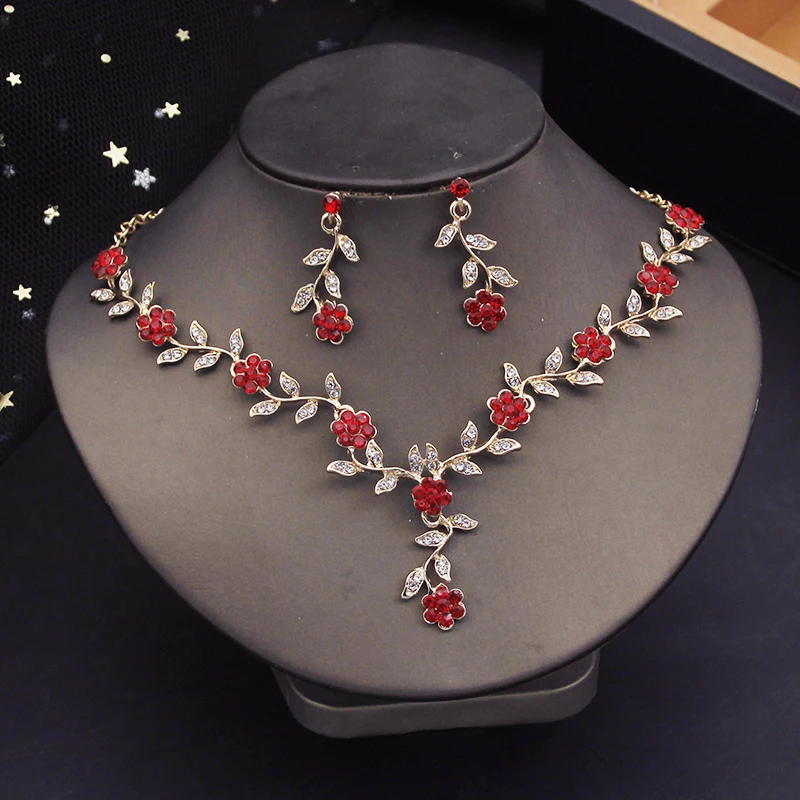 JEWELRY SETS FOR WOMEN LUXURY FLOWER CHOKER NECKLACE EARRINGS FOR WEDDING DRESS