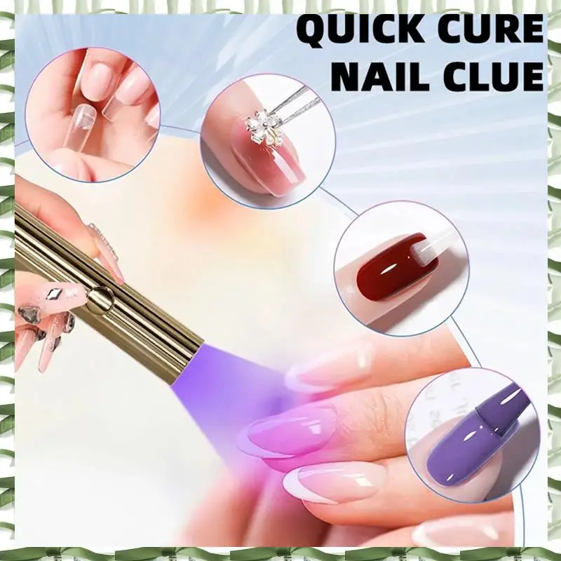 Mini UV LED Nail Dryers 3W Portable Quick Nail Drying Lamp USB Rechargeable Mini Flashlight Pen, Easy Install Gold