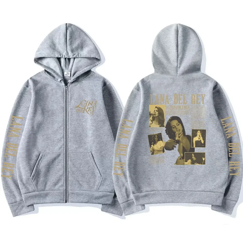 Sudadera con capucha Retro de Lana Del Rey para hombre y mujer, ropa de calle de gran tamaño con cremallera, Álbum de Música ultra violento, Y2K